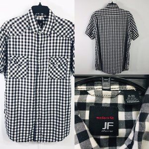 J. Ferrar XL Pearl Snap Western Shirt Black Plaid